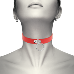 collier cuir vegan rouge femme accessoire fétiche