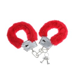 menottes de plaisir en fourrure rouge