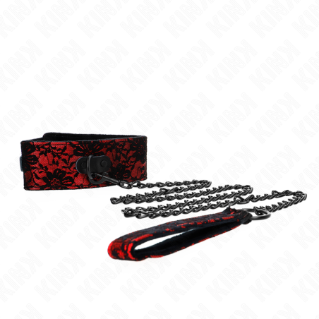 collier dentelle avec ceinture avec ceinture en cuir vrai 105 cm - 44 x 5,5 cm