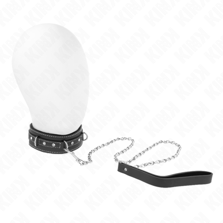 collier en cuir pvc avec ceinture 105 cm rivet strass 41,5 x 4 cm