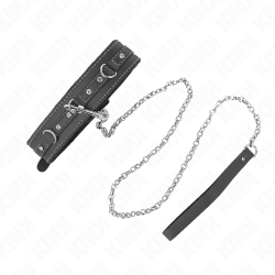 collier en cuir pvc avec ceinture 105 cm rivet strass 41,5 x 4 cm