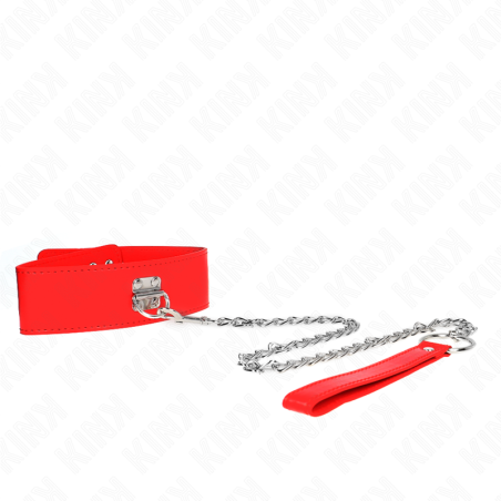 collier avec ceinture 65 cm avec large bracelet rouge ajustable 33,5-41 cm x 5 cm