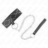 collier 65 cm avec laisse avec clous argentés modèle 3 réglable 36-43 cm x 5 cm