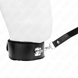 collier avec laisse 116 cm avec clous argentés modèle 4 noir ajustable 40-48 cm x 6 cm