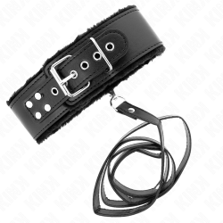 collier avec laisse 116 cm avec clous argentés modèle 4 noir ajustable 40-48 cm x 6 cm