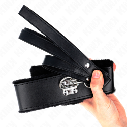 collier avec laisse 116 cm avec clous argentés modèle 4 noir ajustable 40-48 cm x 6 cm