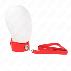 collier avec laisse 116 cm avec clous argentés modèle 4 rouge ajustable 40-48 cm x 6 cm