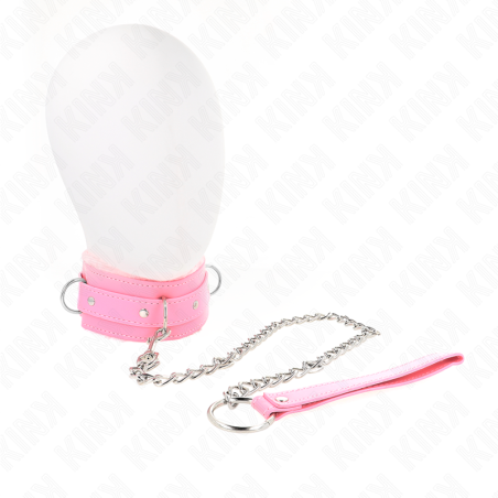 collier avec laisse 65 cm avec restrictions rose 36-42 cm x 5,5 cm
