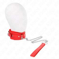 collier avec laisse 65 cm avec restrictions rouge 36-42 cm x 5,5 cm