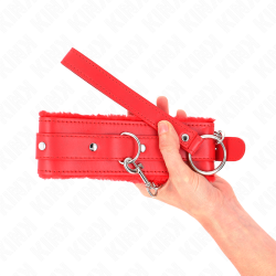 collier avec laisse 65 cm avec restrictions rouge 36-42 cm x 5,5 cm