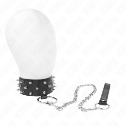 collier avec laisse 65 cm avec clous argentés modèle 5 réglable 36-43 cm x 5 cm