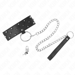 collier avec laisse 65 cm avec clous argentés modèle 5 réglable 36-43 cm x 5 cm