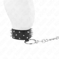 collier avec laisse 65 cm avec clous argentés modèle 5 réglable 36-43 cm x 5 cm