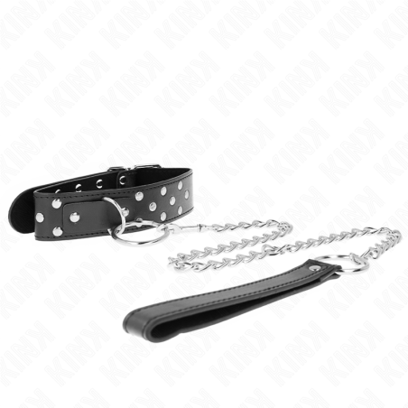 collier rivet anneau avec ceinture 65 cm noir ajustable 36-50 cm x 3,8 cm