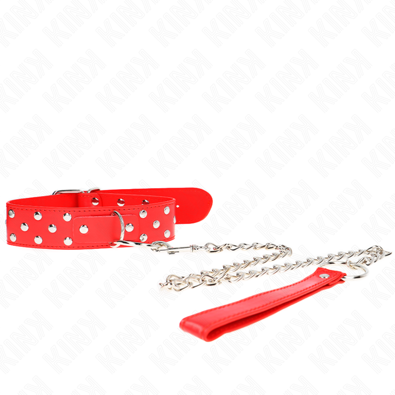 collier rivet anneau avec ceinture 65 cm rouge ajustable 36-50 cm x 3,8 cm