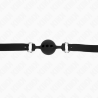 bâillon entièrement silicone 55 x 2 cm avec boule de 4 cm taille s noir ajustable 35-51 cm