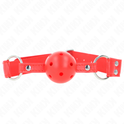 bâillon à boule dur creux rouge complet 62 x 2 cm