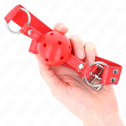 bâillon à boule dur creux rouge complet 62 x 2 cm