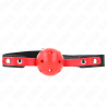 balle dure creuse rouge 4 cm gag bracelet noir 60 x 2 cm ajustable 37-52 cm