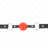 bâillon balle 4 cm avec serrure boule rouge bracelet noir 60 x 2 cm