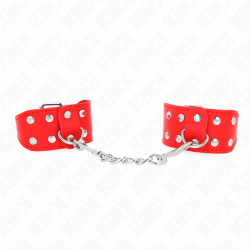 bracelets avec double ligne de clous réglables rouge