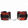 attentes-poignets courtes en dentelle de velours et reliure en nylon rouge - noir 23 x 6,5 cm
