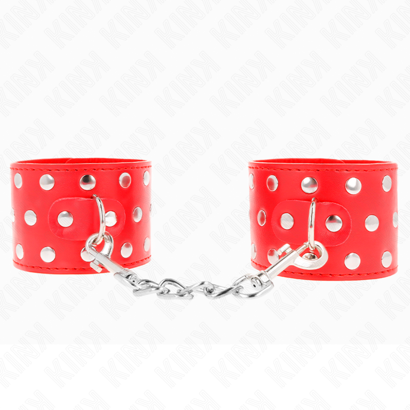 appareils de retenue poignets avec fermeture pression pleine de rivets rouge ajustable 19-24 cm x 5,5 cm