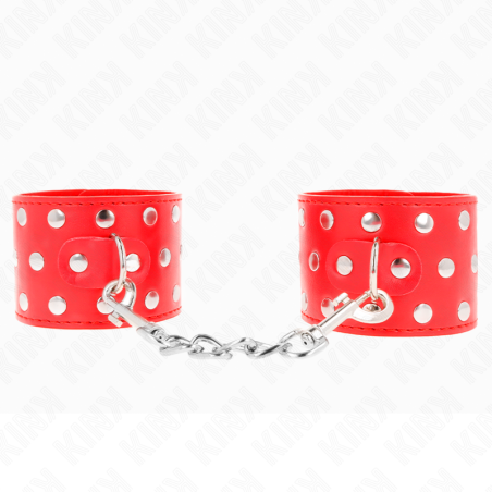 appareils de retenue poignets avec fermeture pression pleine de rivets rouge ajustable 19-24 cm x 5,5 cm