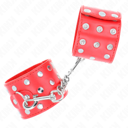 appareils de retenue poignets avec fermeture pression pleine de rivets rouge ajustable 19-24 cm x 5,5 cm