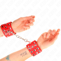 appareils de retenue poignets avec fermeture pression pleine de rivets rouge ajustable 19-24 cm x 5,5 cm