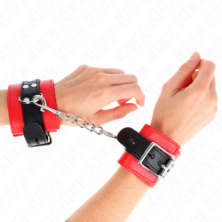 appui-poignets rouge avec ceinture noire réglable 17-28 cm x 6 cm