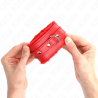 appui-poignets doublés de fourrure premium rouge avec ceinture rouge réglable 17-29 cm x 6 cm
