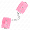 appui-poignets doublés de fourrure premium rose avec ceinture rose réglable 17-29 cm x 6 cm