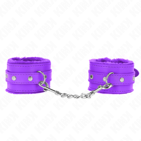 appui-poignets doublés de fourrure premium violet avec ceinture violet ajustable 17-29 cm x 6 cm
