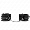 appui-poignets doublés de fourrure premium noir avec ceinture noire réglable 17-29 cm x 6 cm