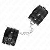 appui-poignets doublés de fourrure premium noir avec ceinture noire réglable 17-29 cm x 6 cm