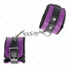 appui-poignets doublés de fourrure premium noir avec ceinture violet - noire réglable 17-29 cm x 6 cm