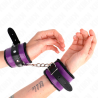 appui-poignets doublés de fourrure premium noir avec ceinture violet - noire réglable 17-29 cm x 6 cm