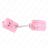 appui-poignets doublés de fourrure rose avec ceinture rose réglable 17-29 cm x 6 cm
