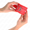 appui-poignets doublés de fourrure rouge avec ceinture rouge réglable 17-29 cm x 6 cm