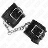 appui-poignets doublés de fourrure noir avec ceinture noire réglable 17-29 cm x 6 cm