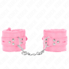 appui-poignets doublés de fourrure avec trous carrés rose et ceinture rose réglable 17-29 cm x 6 cm