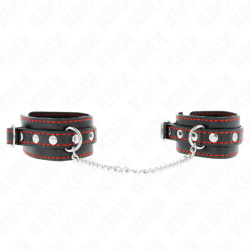 petites retenues-poignets noires avec doublure rouge réglable 14-24 cm x 3,5 cm