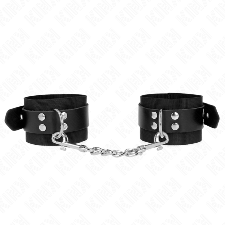 appui-poignets en nylon noir avec ceinture en cuir noir ajustable 19-29 cm x 5,1 cm