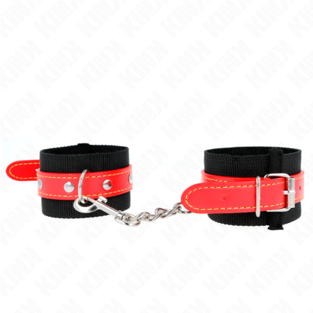 appui-poignets en nylon noir avec cuir rouge ajustable 19-24 cm x 5,5 cm