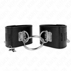 appui-poignets fixes avec anneau et fermeture par cadenas noir ajustable 16-23 cm x 5,5 cm