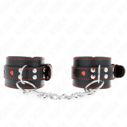 appui-poignets noir avec incrustation coeur rouge réglable 21-28 cm x 5,5 cm