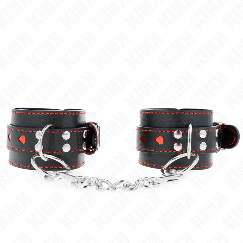 appui-poignets noir avec incrustation coeur rouge réglable 21-28 cm x 5,5 cm