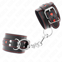 appui-poignets noir avec incrustation coeur rouge réglable 21-28 cm x 5,5 cm