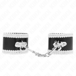appui-poignets noir avec dentelle décorée blanche réglable 20-23 cm x 5,5 cm